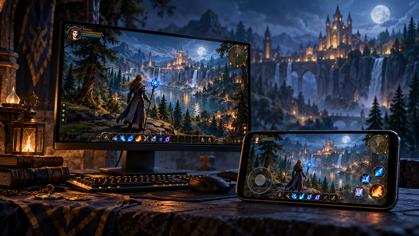 LATAM WoW en un PC y en un teléfono Android